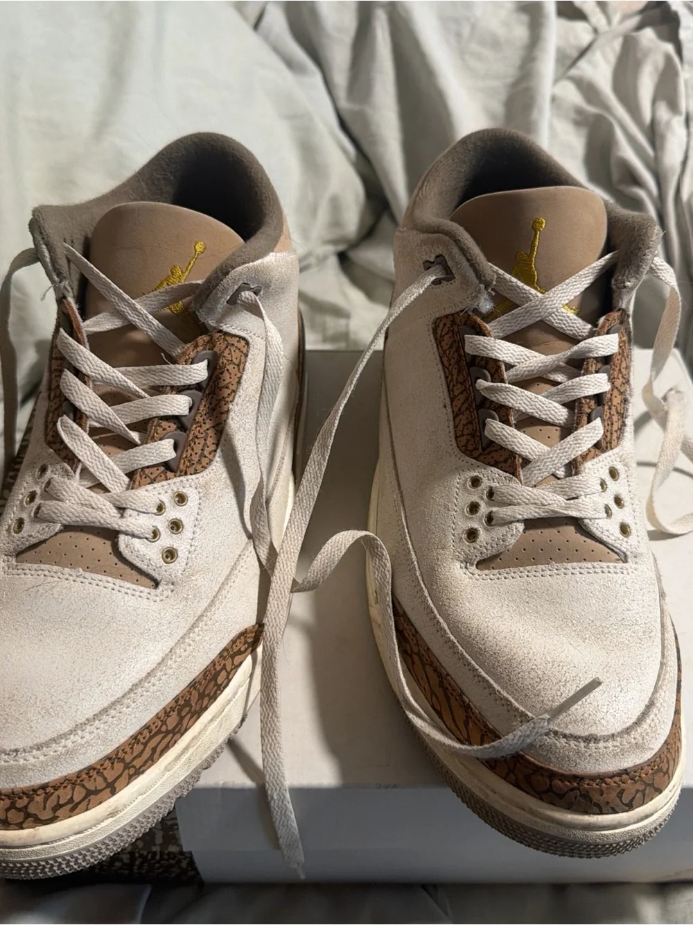 Jordan Men’s Suede Athletic Shoes in Cream, Brown and Gold